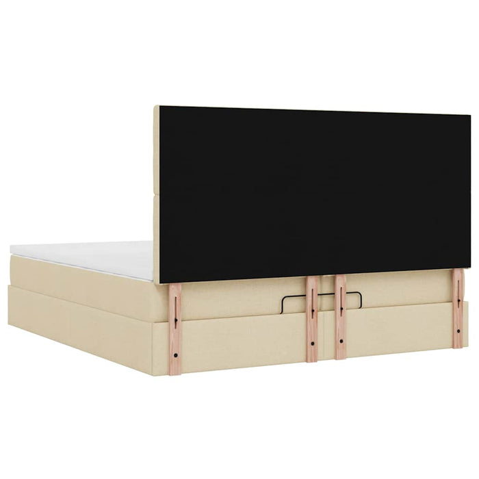 Cadru de pat otoman cu saltele crem 200x200cm stofa WALTI