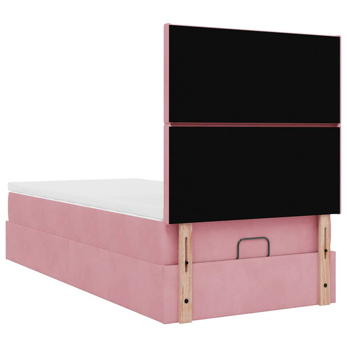 Cadru de pat otoman cu saltele Roz 80x200cm catifea - WALTI WALTI