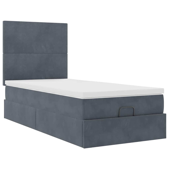 Cadru de pat otoman cu saltele Gri închis 90x190cm catifea - WALTI WALTI