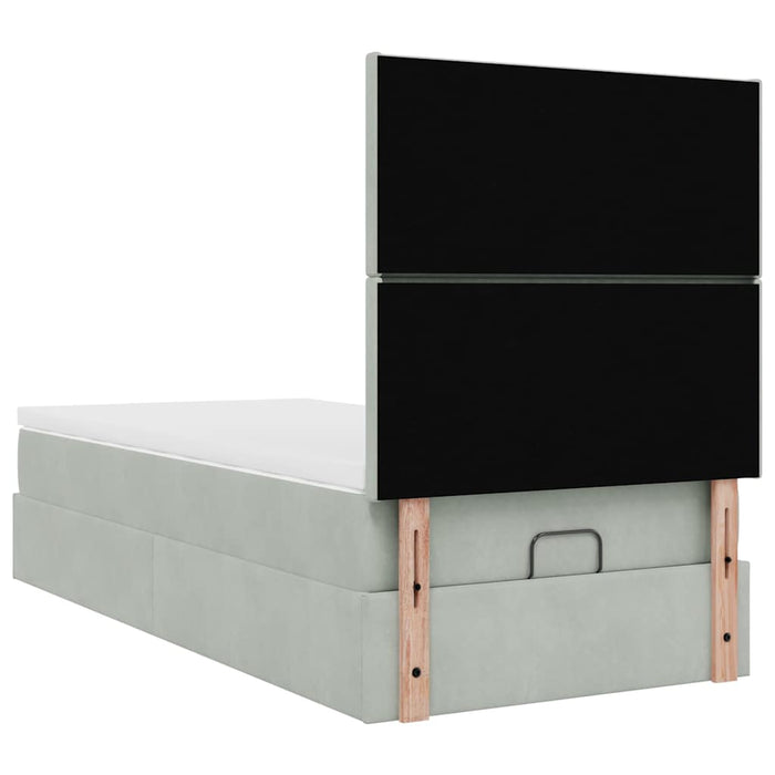 Cadru de pat otoman cu saltele Gri deschis 100x200cm catifea - WALTI WALTI