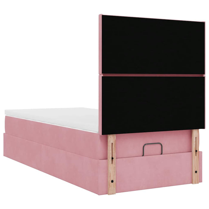 Cadru de pat otoman cu saltele Roz 100x200cm catifea - WALTI WALTI