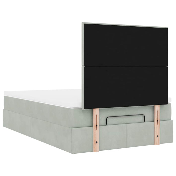 Cadru de pat otoman cu saltele Gri deschis 120x190cm catifea - WALTI WALTI