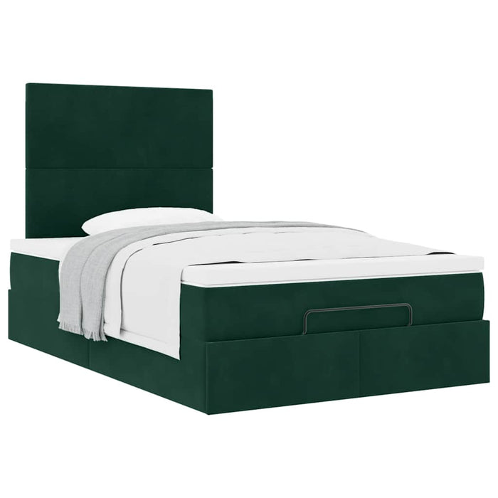 Cadru de pat otoman cu saltele, catifea verde închis 120x190cm - WALTI WALTI