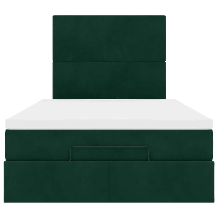 Cadru de pat otoman cu saltele, catifea verde închis 120x190cm - WALTI WALTI