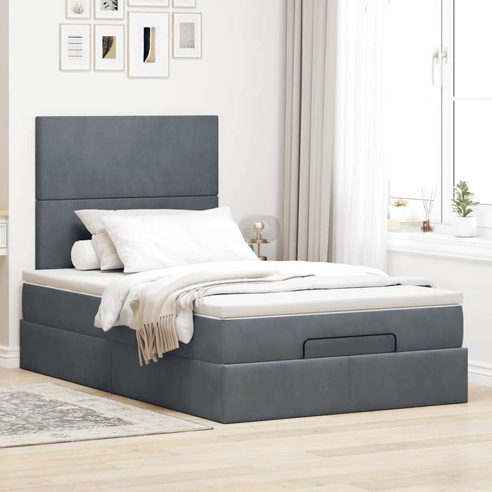 Cadru de pat otoman cu saltele Gri închis 120x200cm catifea - WALTI WALTI
