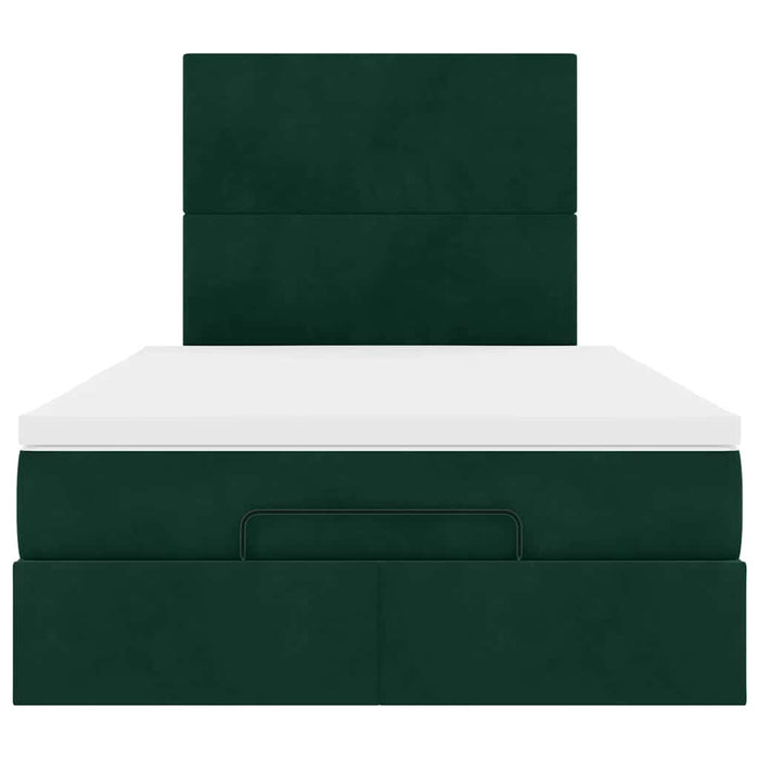 Cadru de pat otoman cu saltele, catifea verde închis 120x200cm - WALTI WALTI