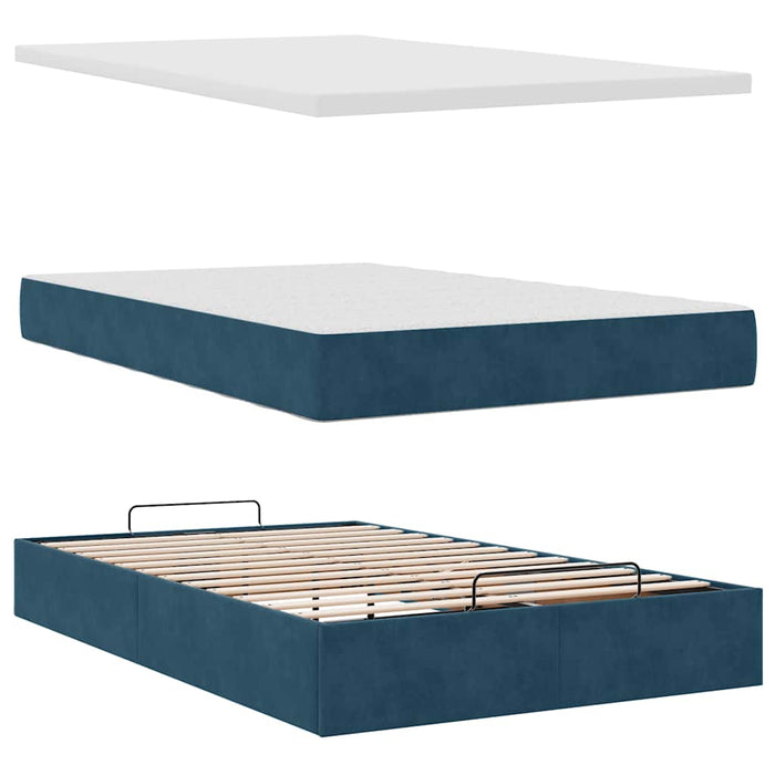 Cadru pat otoman cu saltele Albastru închis 120x200cm catifea - WALTI WALTI