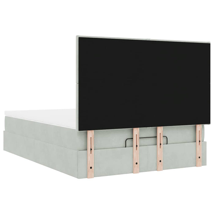 Cadru de pat otoman cu saltele Gri deschis 140x190cm catifea - WALTI WALTI