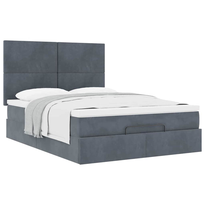 Cadru de pat otoman cu saltele Gri închis 140x190cm catifea - WALTI WALTI