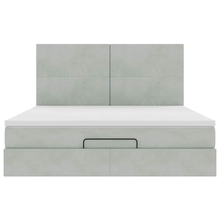 Cadru de pat otoman cu saltele Gri deschis 180x200cm catifea - WALTI WALTI