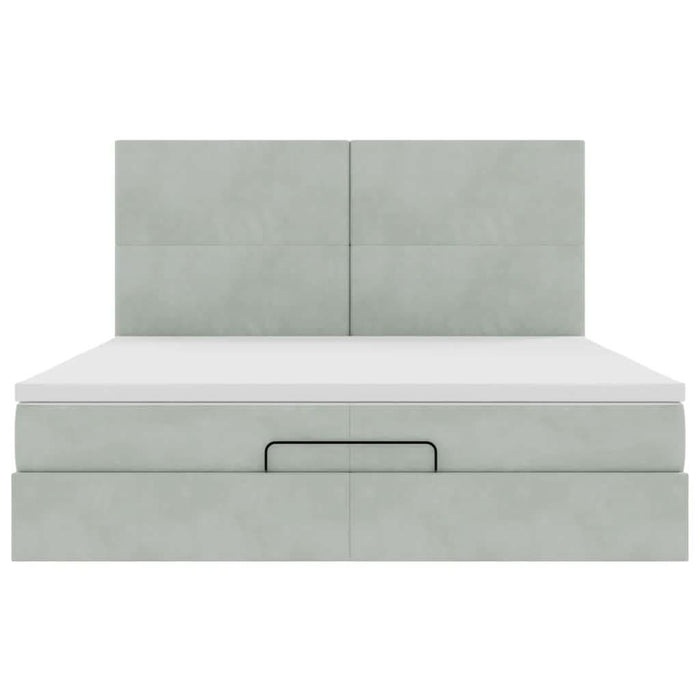 Cadru de pat otoman cu saltele Gri deschis 200x200cm catifea - WALTI WALTI