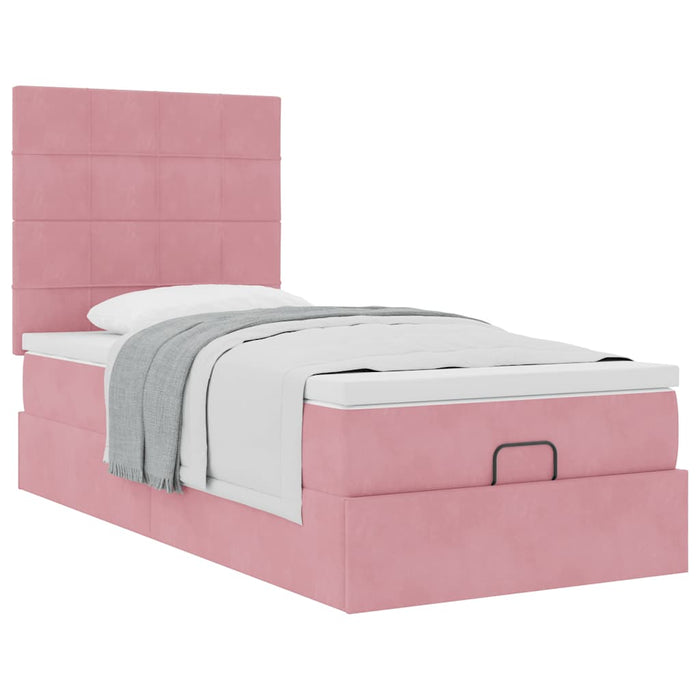 Cadru de pat otoman cu saltele Roz 80x200cm catifea - WALTI WALTI