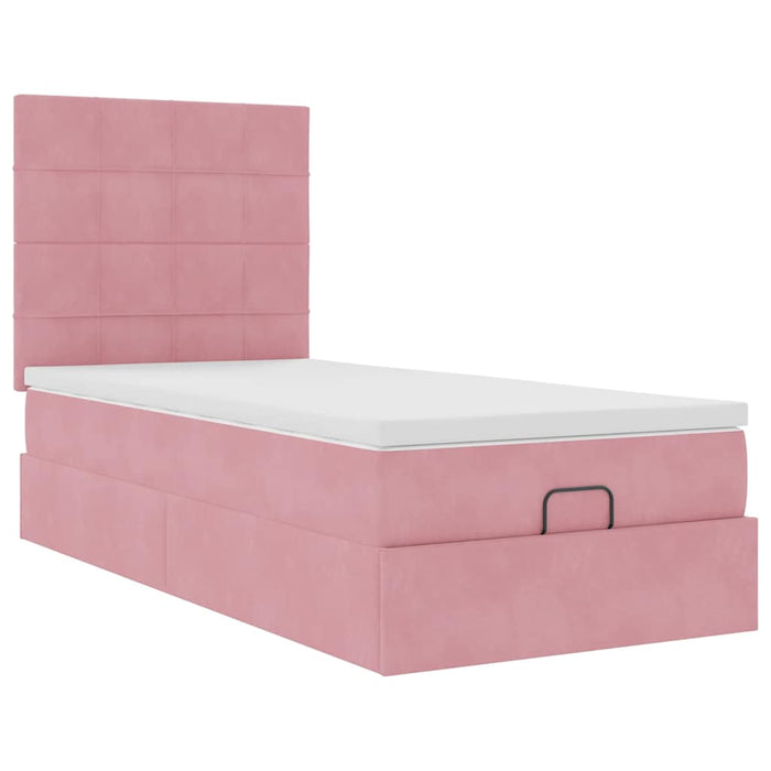 Cadru de pat otoman cu saltele Roz 80x200cm catifea - WALTI WALTI