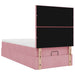 Cadru de pat otoman cu saltele, catifea roz 90x190cm - WALTI WALTI