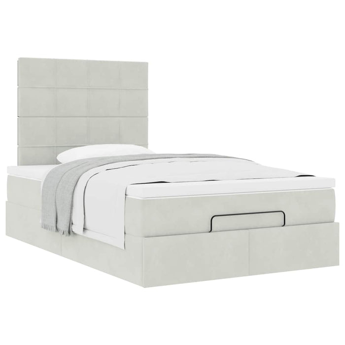 Cadru de pat otoman cu saltele Gri deschis 120x190cm catifea - WALTI WALTI