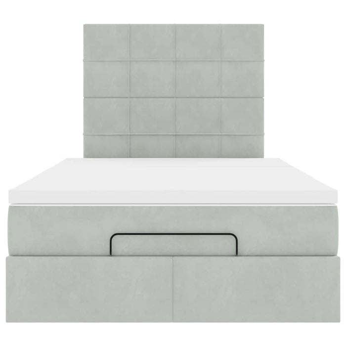Cadru de pat otoman cu saltele Gri deschis 120x190cm catifea - WALTI WALTI