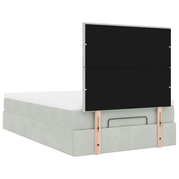 Cadru de pat otoman cu saltele Gri deschis 120x190cm catifea - WALTI WALTI
