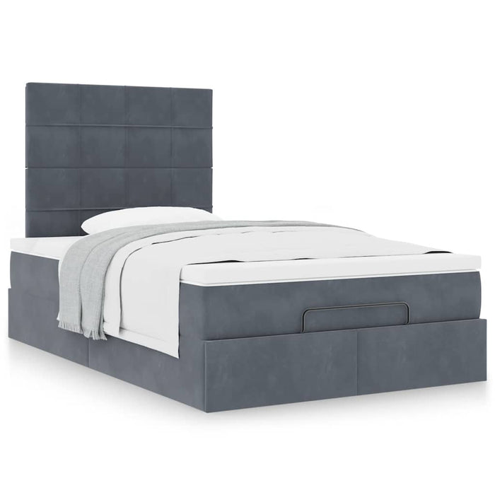 Cadru de pat otoman cu saltele Gri închis 120x190cm catifea - WALTI WALTI