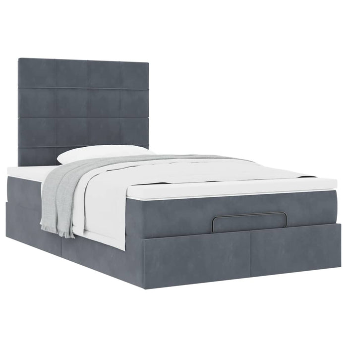 Cadru de pat otoman cu saltele Gri închis 120x190cm catifea - WALTI WALTI