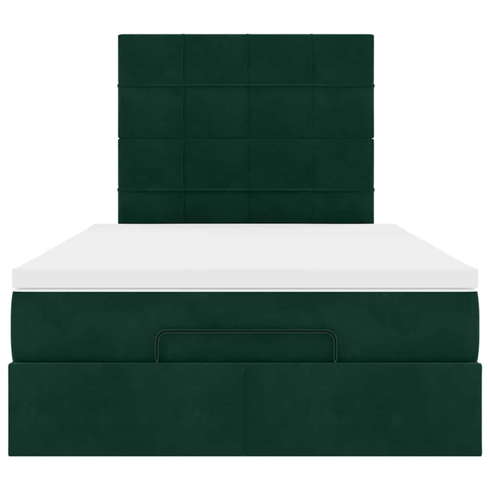 Cadru de pat otoman cu saltele, catifea verde închis 120x190cm - WALTI WALTI