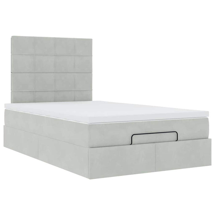 Cadru de pat otoman cu saltele Gri deschis 120x200cm catifea - WALTI WALTI