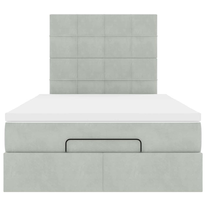Cadru de pat otoman cu saltele Gri deschis 120x200cm catifea - WALTI WALTI