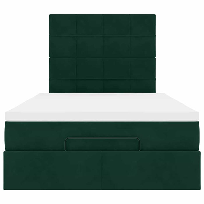 Cadru de pat otoman cu saltele, catifea verde închis 120x200cm - WALTI WALTI