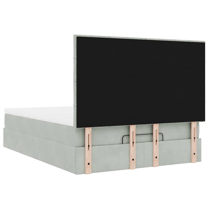Cadru de pat otoman cu saltele Gri deschis 140x190cm catifea - WALTI WALTI