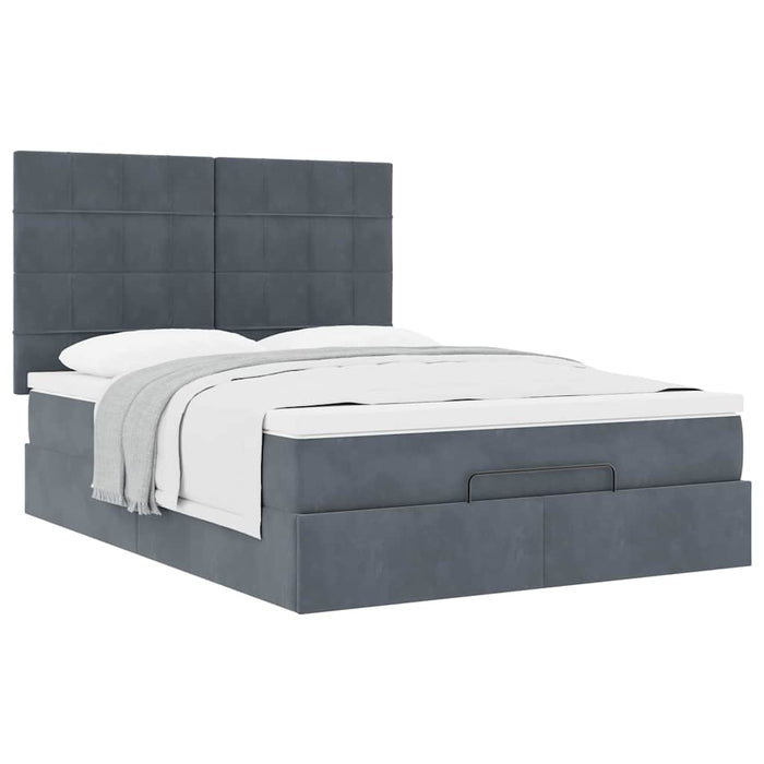 Cadru de pat otoman cu saltele Gri închis 140x190cm catifea - WALTI WALTI