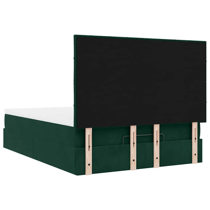 Cadru de pat otoman cu saltele verde închis 140x200cm catifea - WALTI WALTI