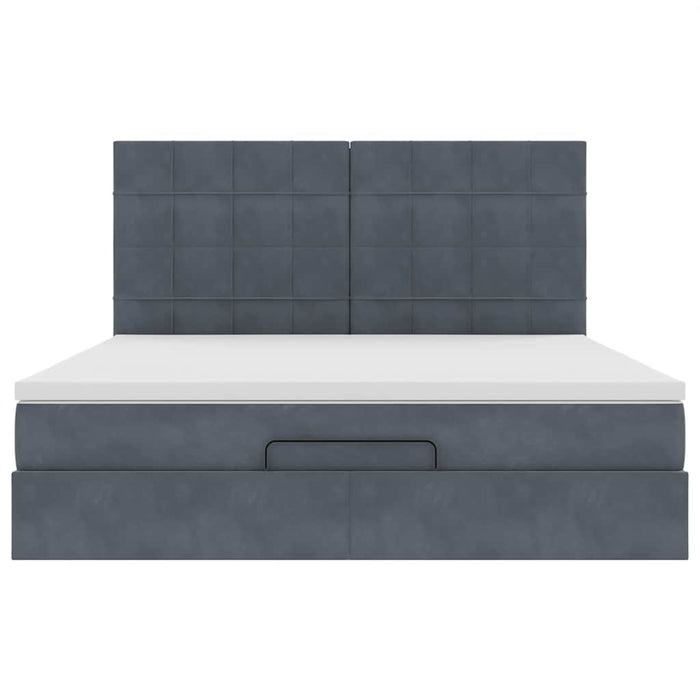 Cadru de pat otoman cu saltele Gri închis 160x200cm catifea - WALTI WALTI