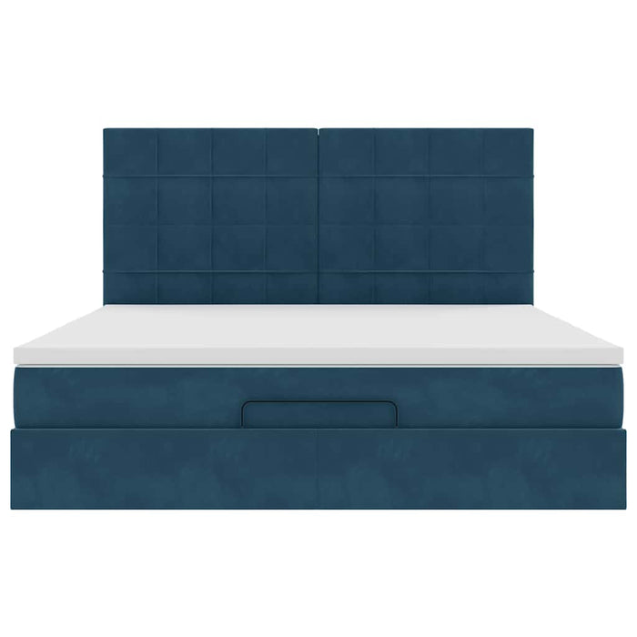 Cadru pat otoman cu saltele Albastru închis 180x200cm catifea - WALTI WALTI