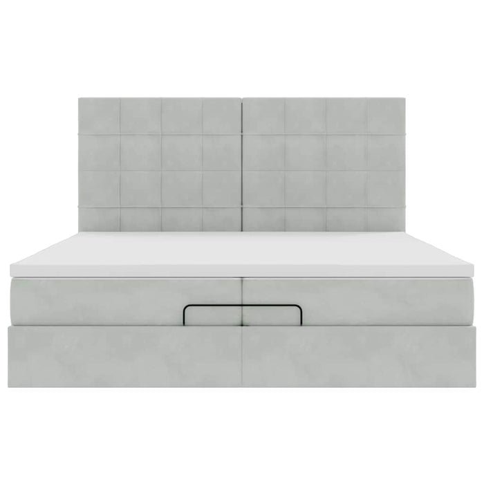 Cadru de pat otoman cu saltele Gri deschis 200x200cm catifea - WALTI WALTI