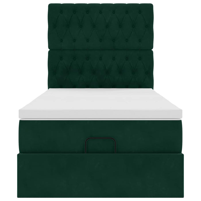 Cadru de pat otoman cu saltele, catifea verde închis 80x200cm - WALTI WALTI