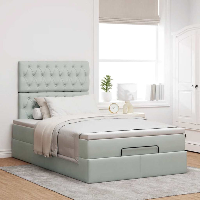 Cadru de pat otoman cu saltele Gri deschis 120x190cm catifea - WALTI WALTI