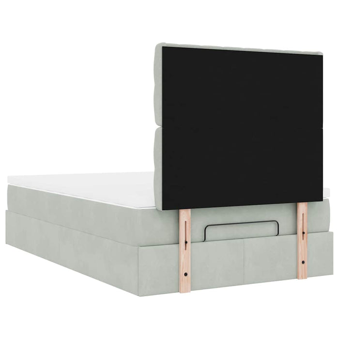 Cadru de pat otoman cu saltele Gri deschis 120x190cm catifea - WALTI WALTI