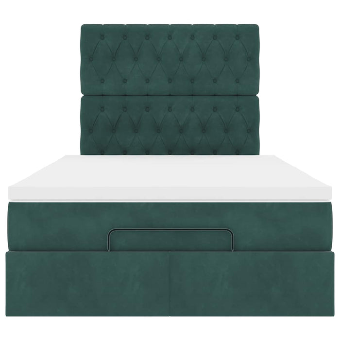 Cadru de pat otoman cu saltele, catifea verde închis 120x190cm - WALTI WALTI