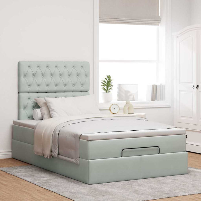 Cadru de pat otoman cu saltele Gri deschis 120x200cm catifea - WALTI WALTI