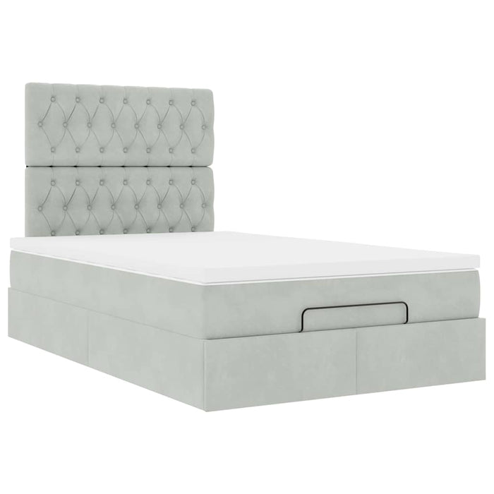 Cadru de pat otoman cu saltele Gri deschis 120x200cm catifea - WALTI WALTI