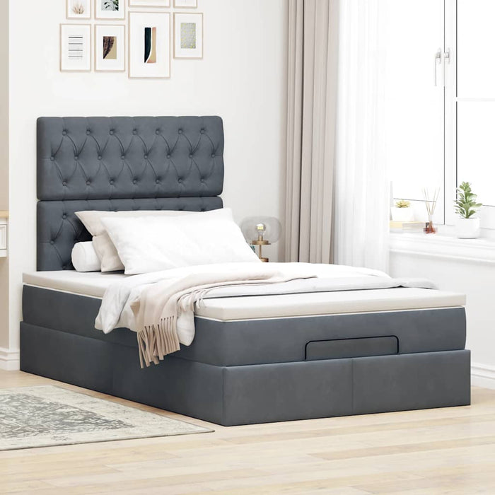 Cadru de pat otoman cu saltele Gri închis 120x200cm catifea - WALTI WALTI