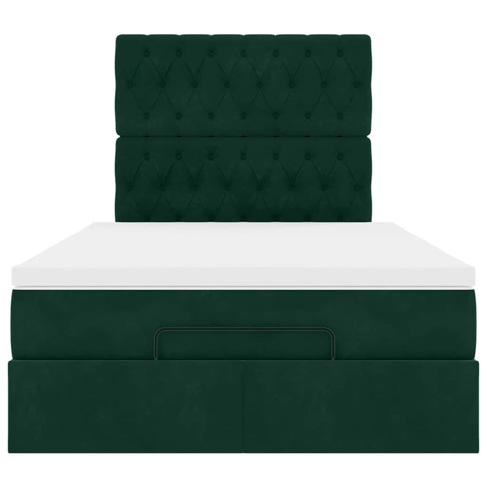 Cadru de pat otoman cu saltele, catifea verde închis 120x200cm - WALTI WALTI