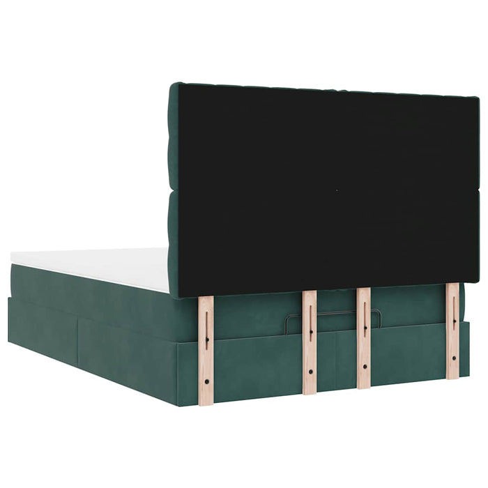 Cadru de pat otoman cu saltele verde închis 140x200cm catifea - WALTI WALTI