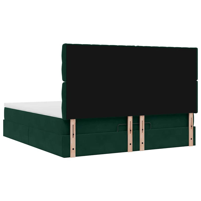 Cadru de pat otoman cu saltele Verde închis 160x200cm catifea - WALTI WALTI
