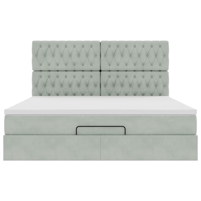 Cadru de pat otoman cu saltele Gri deschis 180x200cm catifea - WALTI WALTI