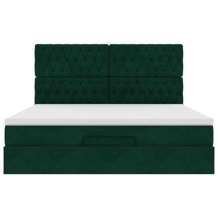 Cadru de pat otoman cu saltele, catifea verde închis 180x200cm - WALTI WALTI