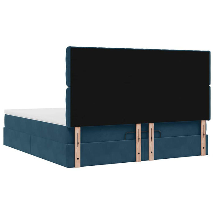 Cadru pat otoman cu saltele Albastru închis 180x200cm catifea WALTI