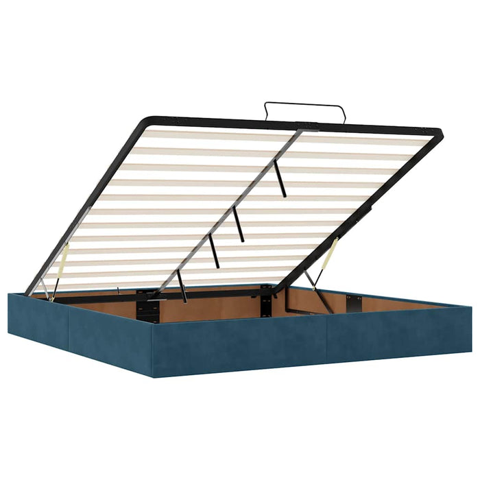 Cadru pat otoman cu saltele Albastru închis 180x200cm catifea WALTI