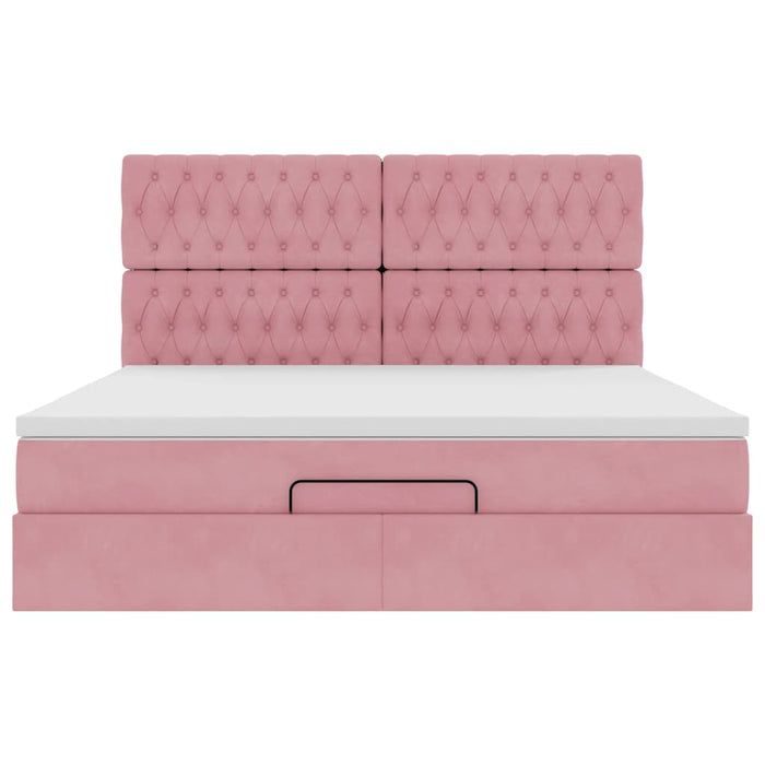 Cadru de pat otoman cu saltele Roz 180x200cm catifea - WALTI WALTI