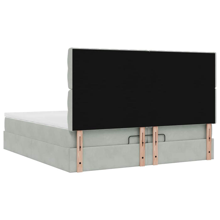 Cadru de pat otoman cu saltele Gri deschis 200x200cm catifea - WALTI WALTI