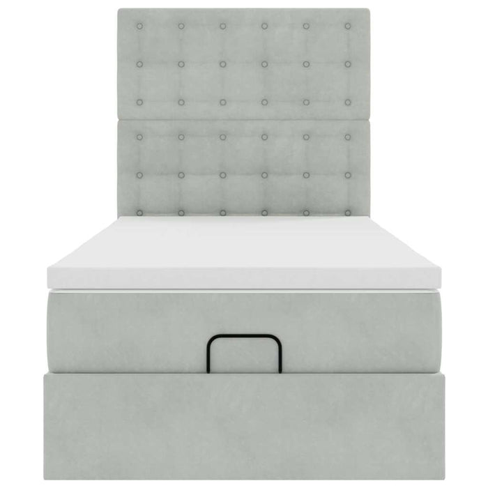 Cadru de pat otoman cu saltele Gri deschis 90x190cm catifea - WALTI WALTI